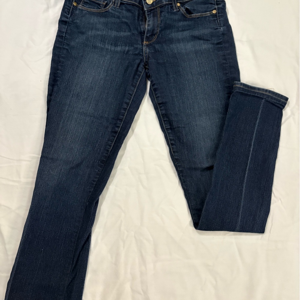 PAIGE Blue Boot Cut Jeans with Faded Denim